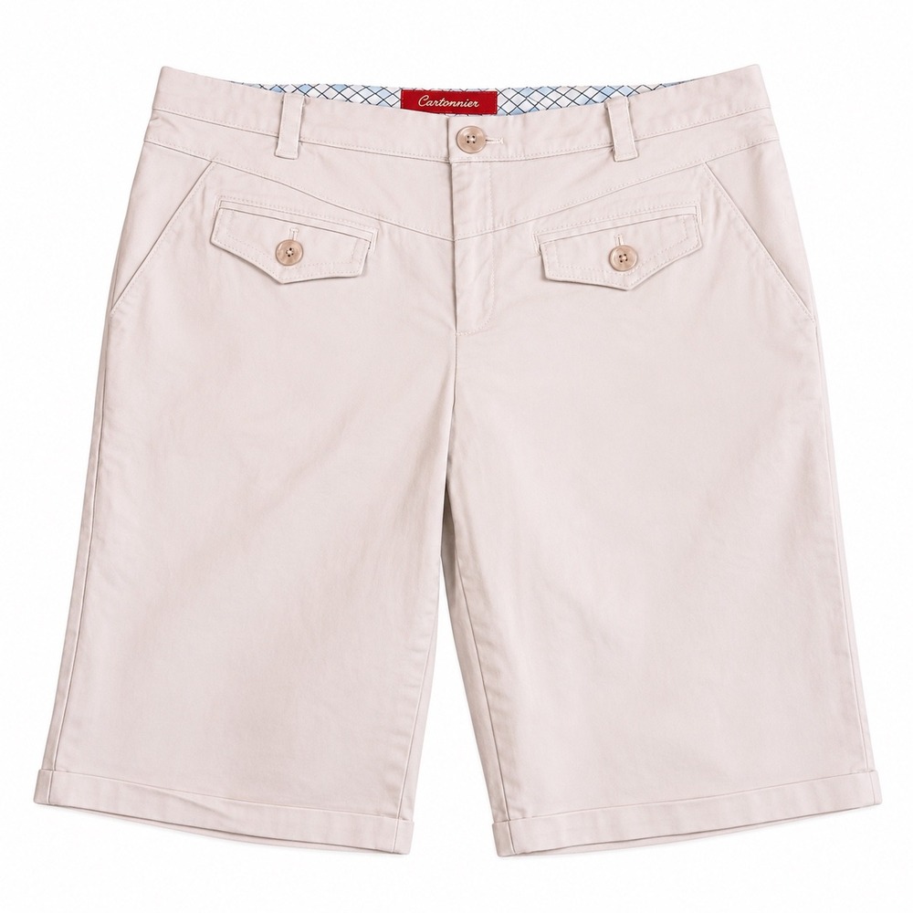 Cartonnier Blush Pink Bermuda Shorts Women's Size 10 Cotton Stretch Cuffed Chino
